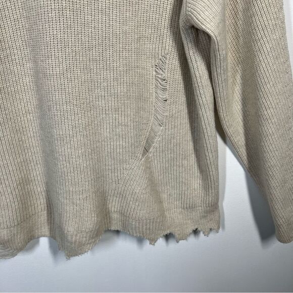 Helmut Lang Wool and Cashmere Oversized Distressed V-Neck Sweater Size Large - Picture 8 of 16